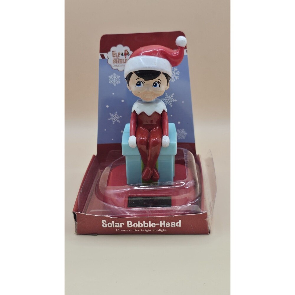 Solar Powered Dancing Bobble Head Elf On The Shelf Christmas Bobbler NEW Collect